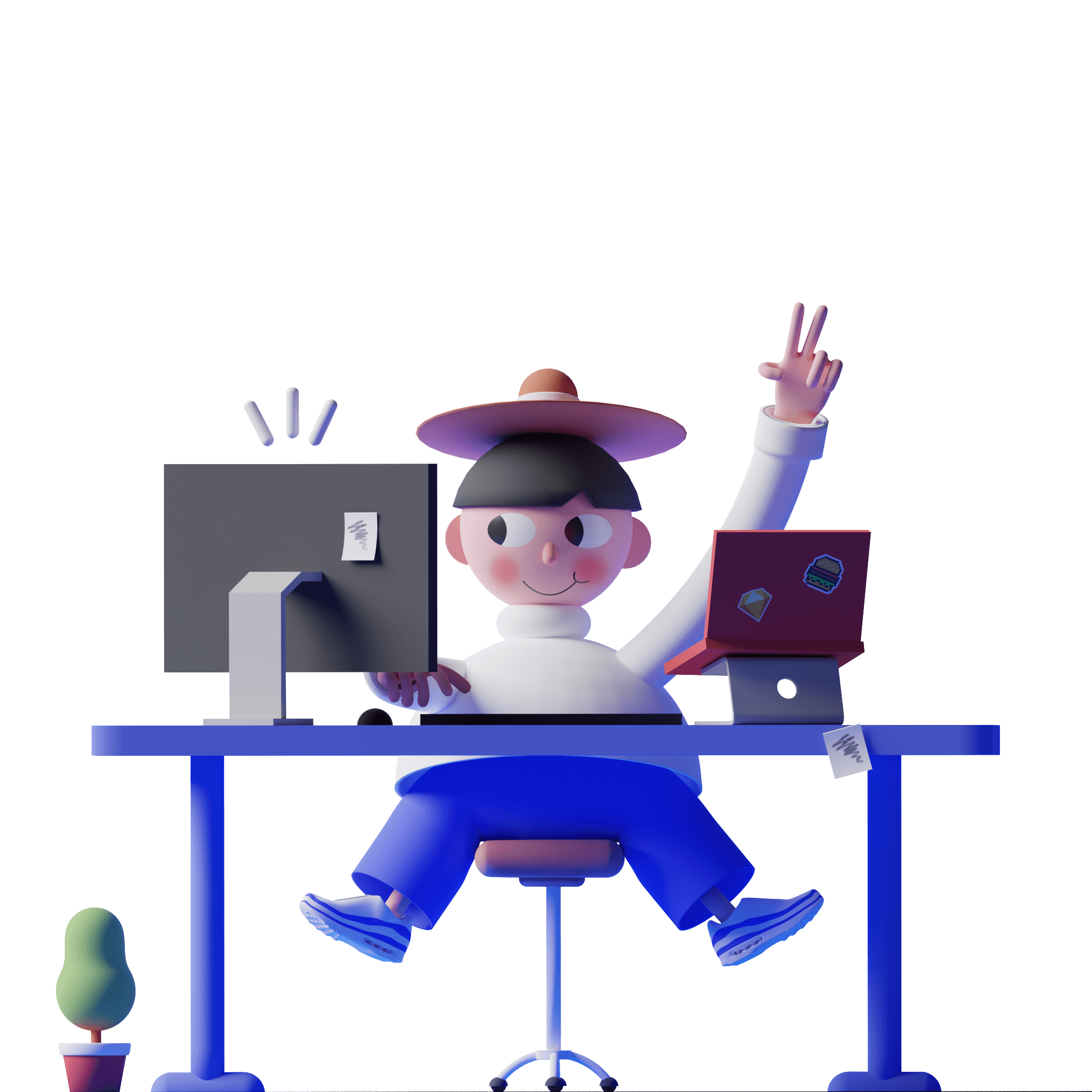 Illustration of me in front of computers